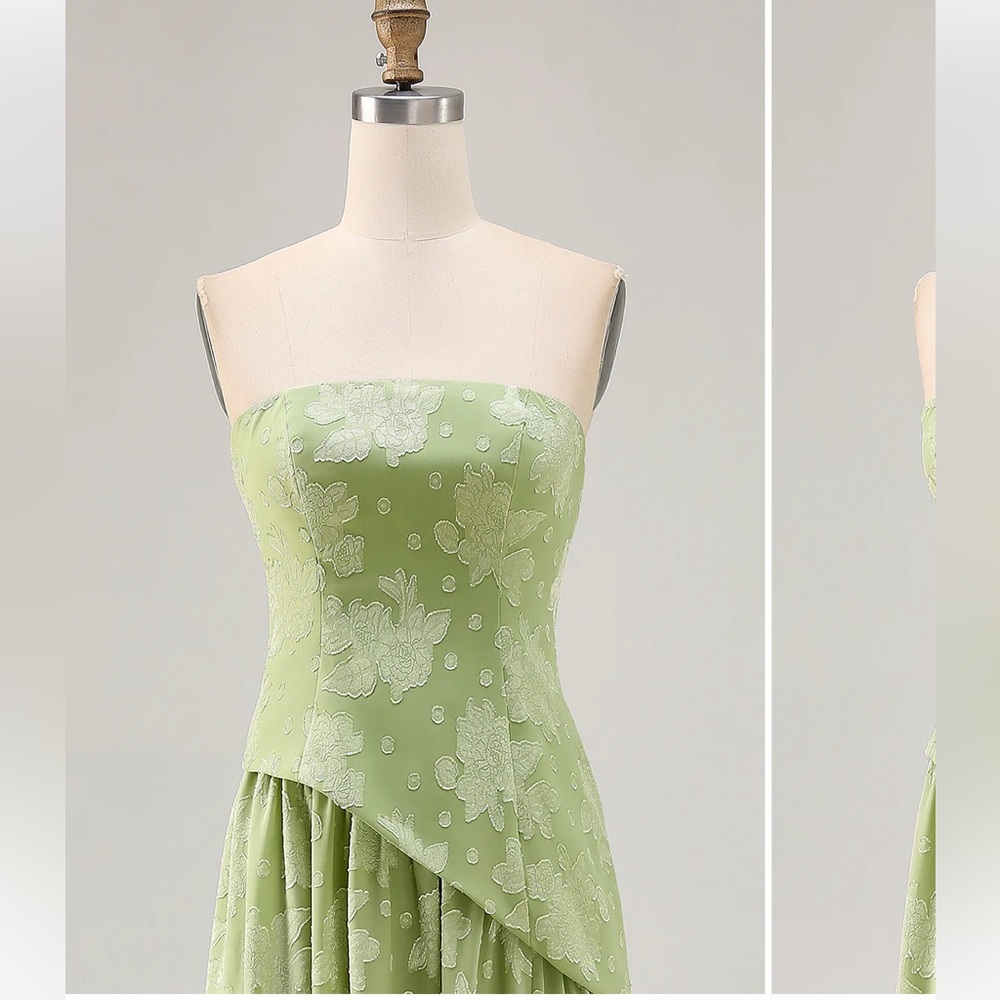 WEDTREND US10 Chic Strapless Floral Dress in Light Green